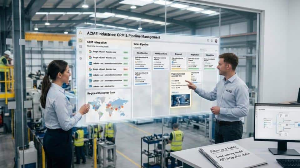 CRM Integration und Pipeline management für Industrieunternehmen und B2B CRM Integration und Lead Management im Anlagenbau