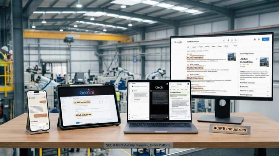 SEO & GEO & KI SEO KI SICHTBARKEIT für Industrieunternehmen und B2B SEO und KI-Sichtbarkeit GEO für Anlagenbau